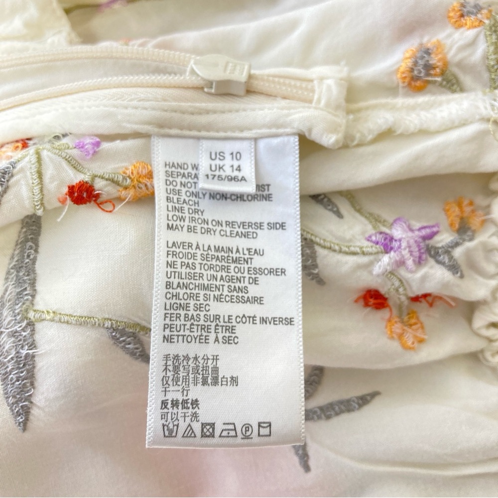 Anthropologie Gatsby Fringe Embroidered Floral Tank Top Size 10 - Picture 13 of 16
